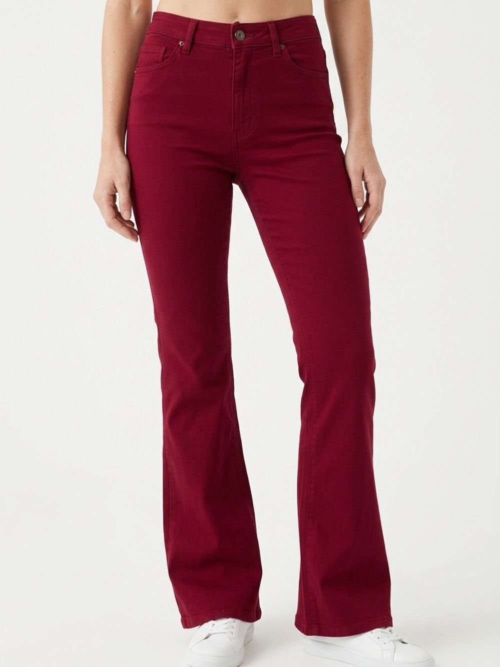 JUDITH MARCH | Bright Red High-Rise Stretch Flare Leg Pants Women’s Size Medium